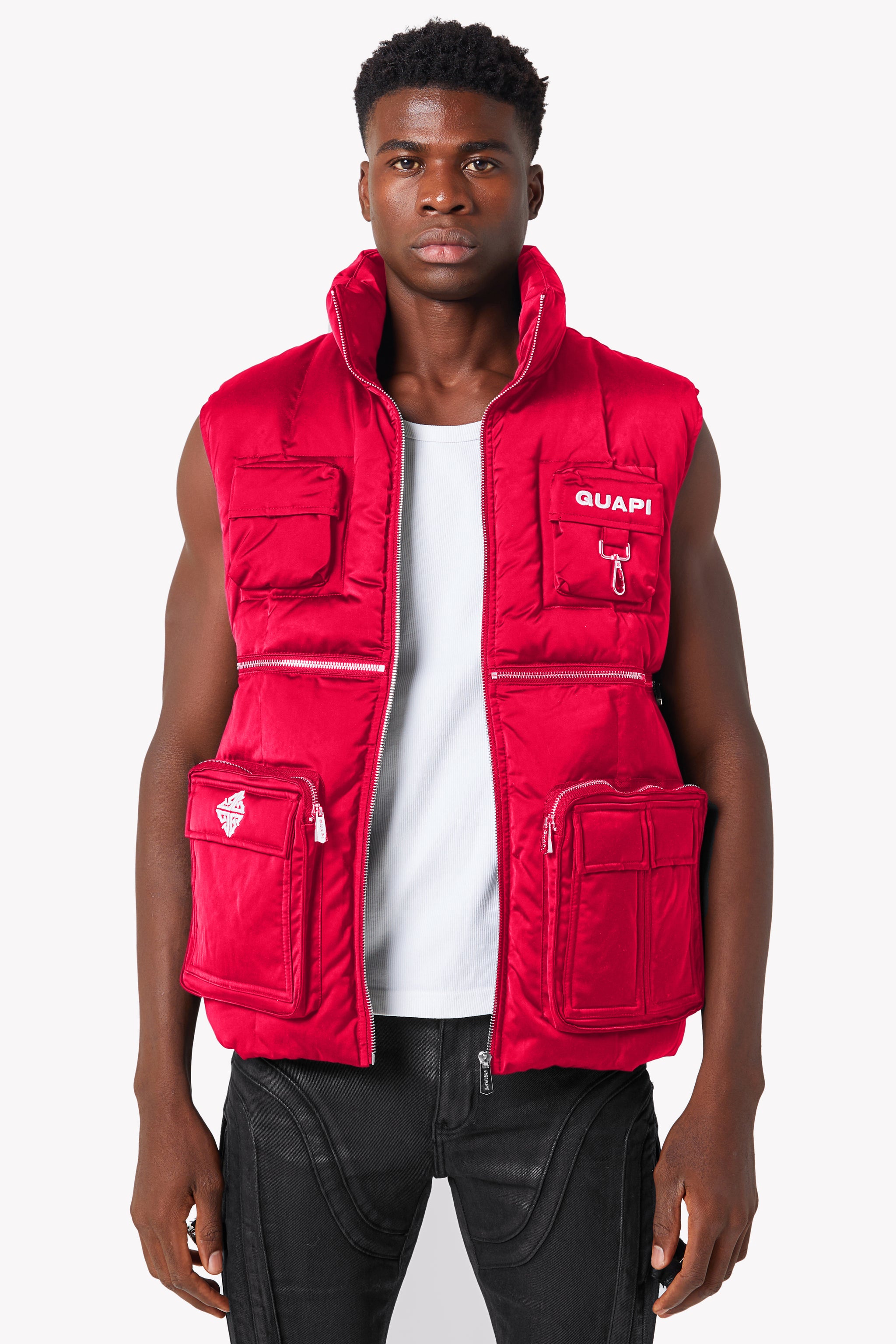 Blood Red Puffer Vest Guapi Clothing
