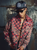 Crimson Plaid Denim Jacket