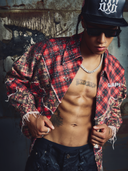 Crimson Plaid Denim Jacket
