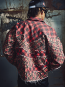 Crimson Plaid Denim Jacket