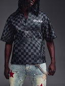 Obsidian Black Checkerboard Leather Shirt V2