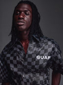 Obsidian Black Checkerboard Leather Shirt V2