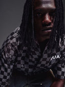 Obsidian Black Checkerboard Leather Shirt V2