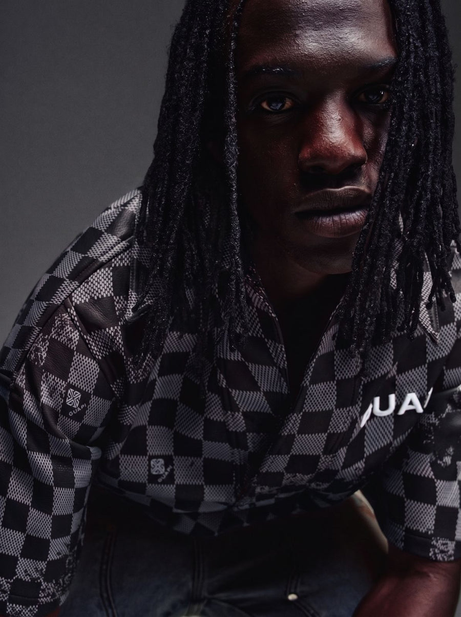 Obsidian Black Checkerboard Leather Shirt V2