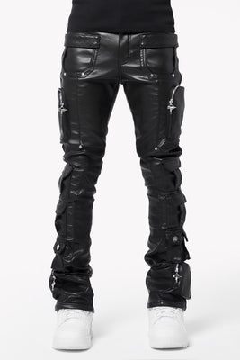 Lamb Leather Cargo Pants (879PAM7-BLACK)