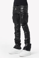 Obsidian Black Cargo Leather Pant
