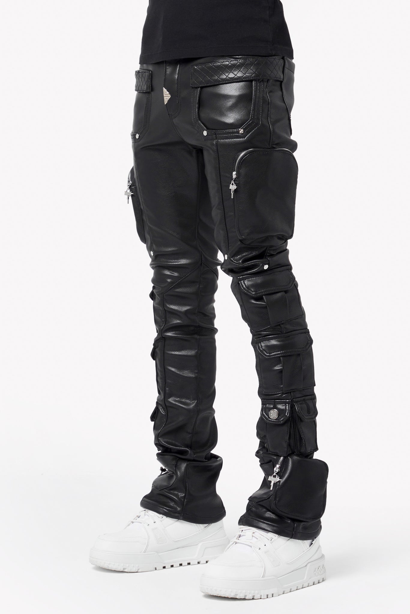 Obsidian Black Cargo Leather Pant