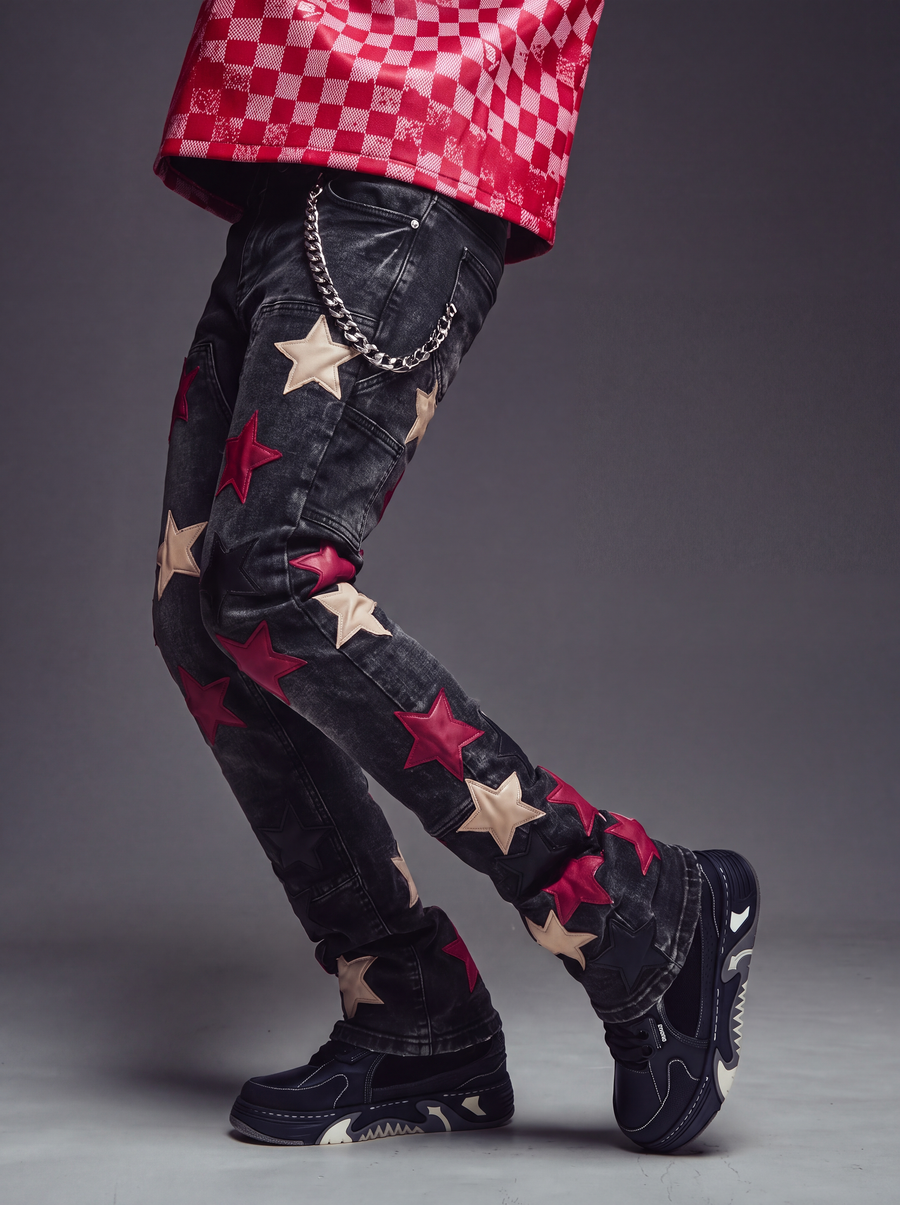 Wine Red Stars Denim