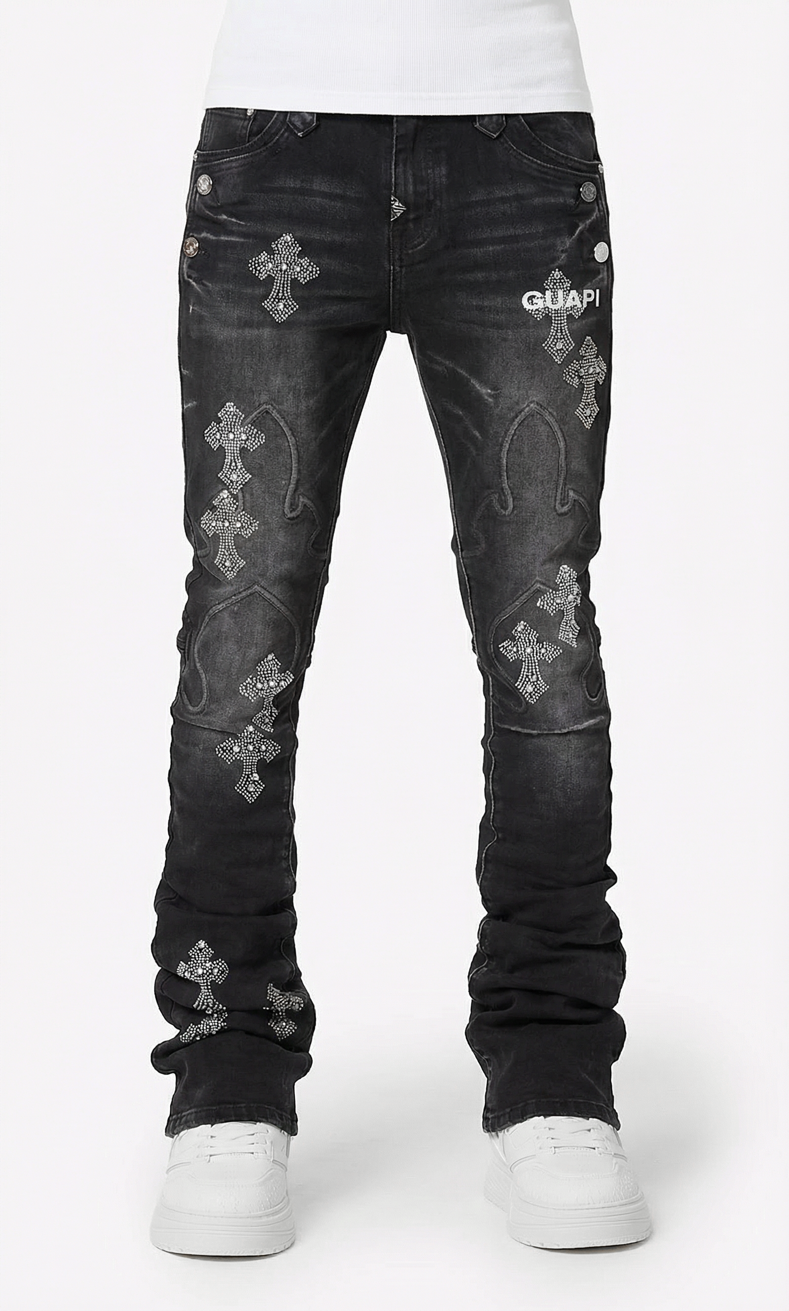 Obsidian Black Faded Cross Denim