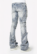 Aqua Blue Coffin Arc Embellished Denim