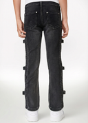 Obsidian Black Cross Buckle Kids Denim