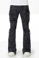 Embellished Black Ops Waxed Denim