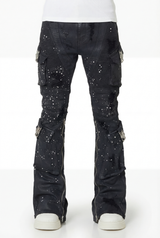 Embellished Black Ops Waxed Denim