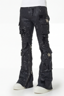 Embellished Black Ops Waxed Denim