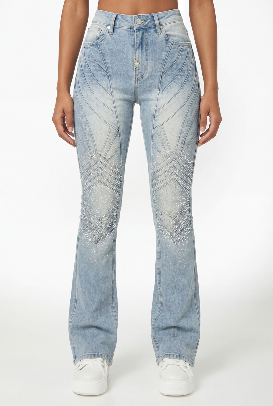 Aqua Blue Embellished Knight Denim