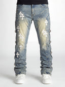 Vintage Blue Cross Straight Leg Denim