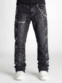 Obsidian Black Spider Straight Leg Denim