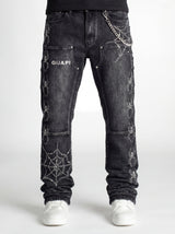 Obsidian Black Spider Straight Leg Denim