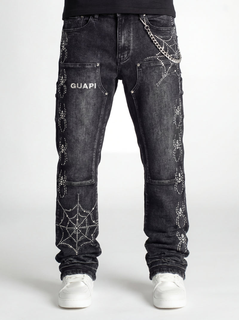 Obsidian Black Spider Straight Leg Denim