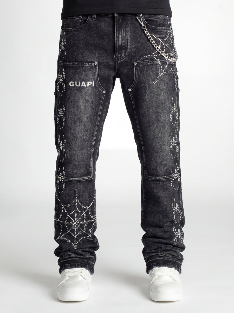 Obsidian Black Spider Straight Leg Denim