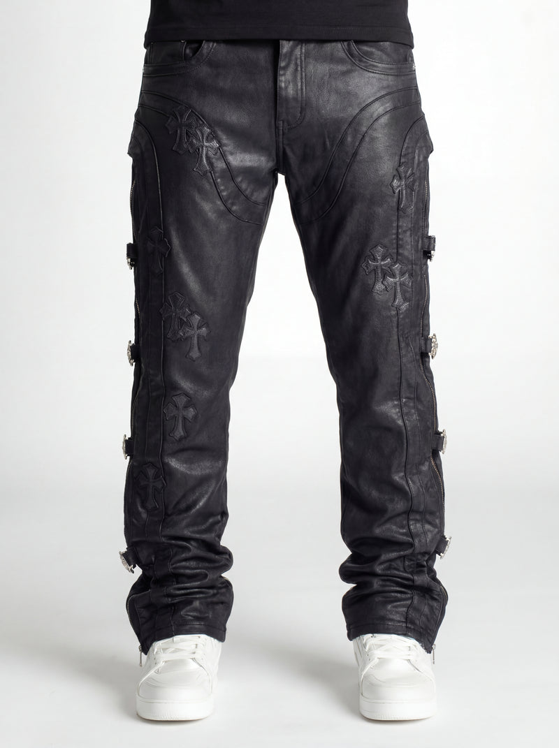 All Black Cross Straight Leg Denim