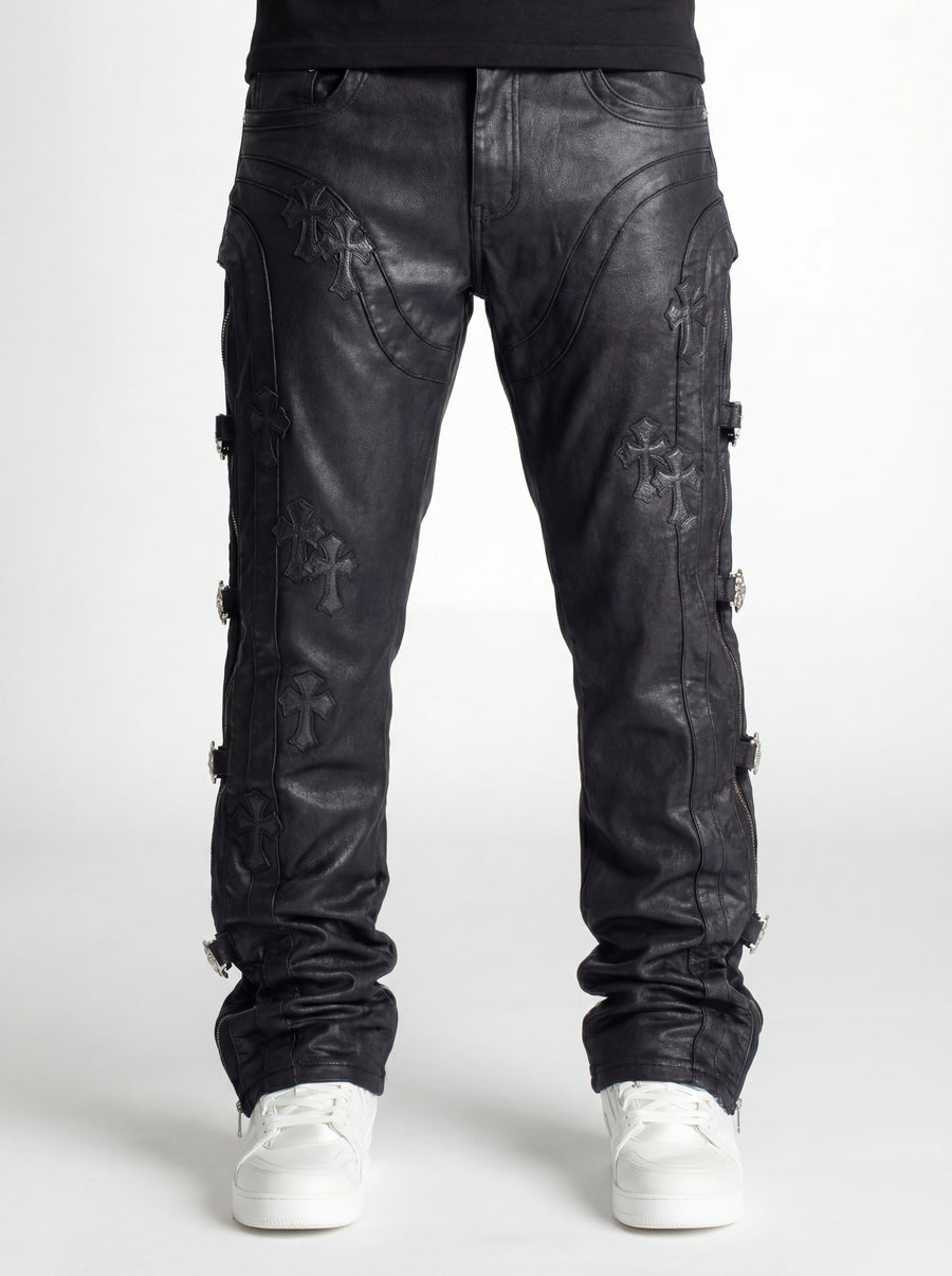 All Black Cross Straight Leg Denim