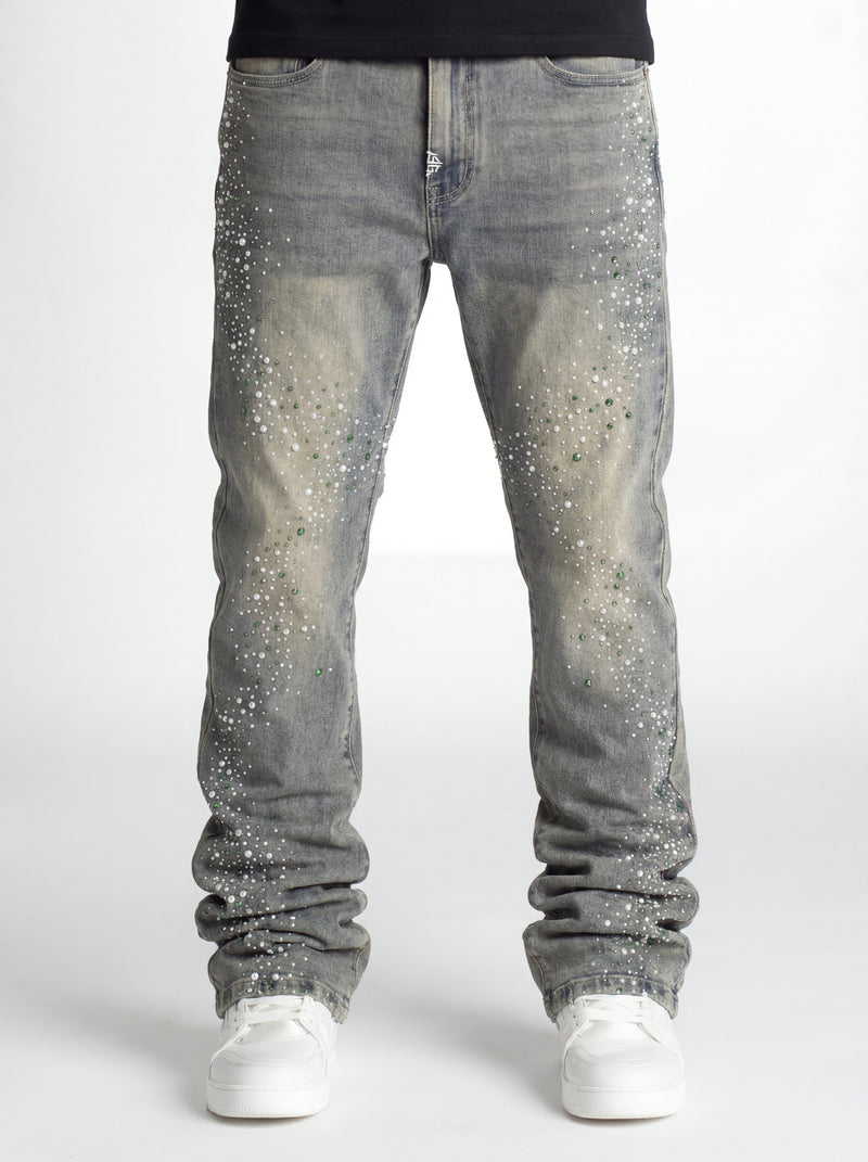 Olive Pearls Straight Leg Denim