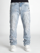 Aqua Blue Cross Straight Leg Denim