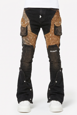 Brown Cowhide Cargo Denim