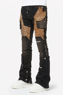 Brown Cowhide Cargo Denim