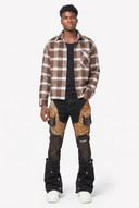 Brown Cowhide Cargo Denim