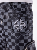 Obsidian Black Checkerboard Leather Shorts