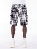 White Houndstooth Furry Shorts