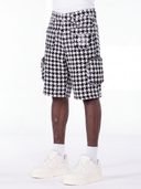 White Houndstooth Furry Shorts