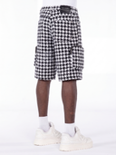 White Houndstooth Furry Shorts