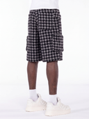 Black Houndstooth Furry Shorts