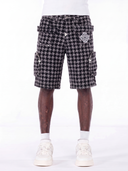 Black Houndstooth Furry Shorts