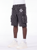 Black Houndstooth Furry Shorts