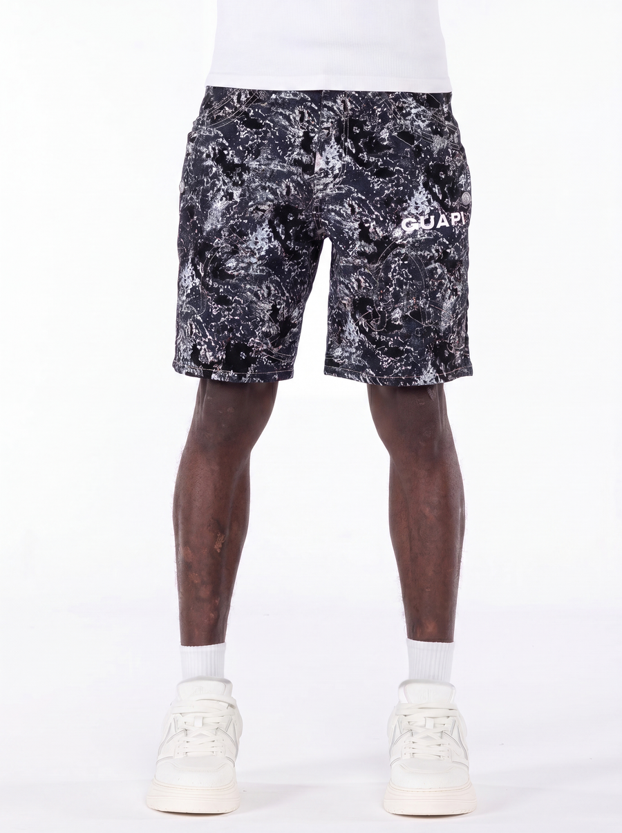 Obsidian Black Laser Velvet Shorts