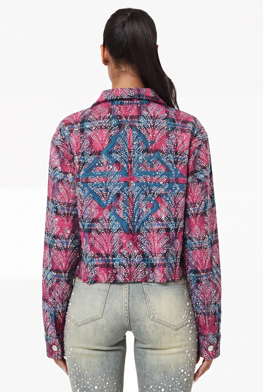 Cotton Candy Embellished Cropped Flannel
