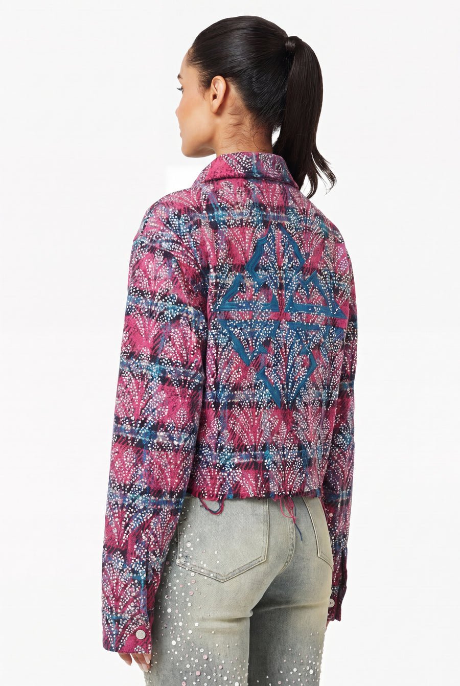 Cotton Candy Embellished Cropped Flannel