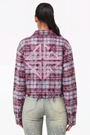 Rose Embellished Cropped Flannel