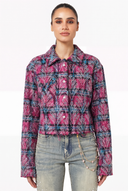 Cotton Candy Embellished Cropped Flannel