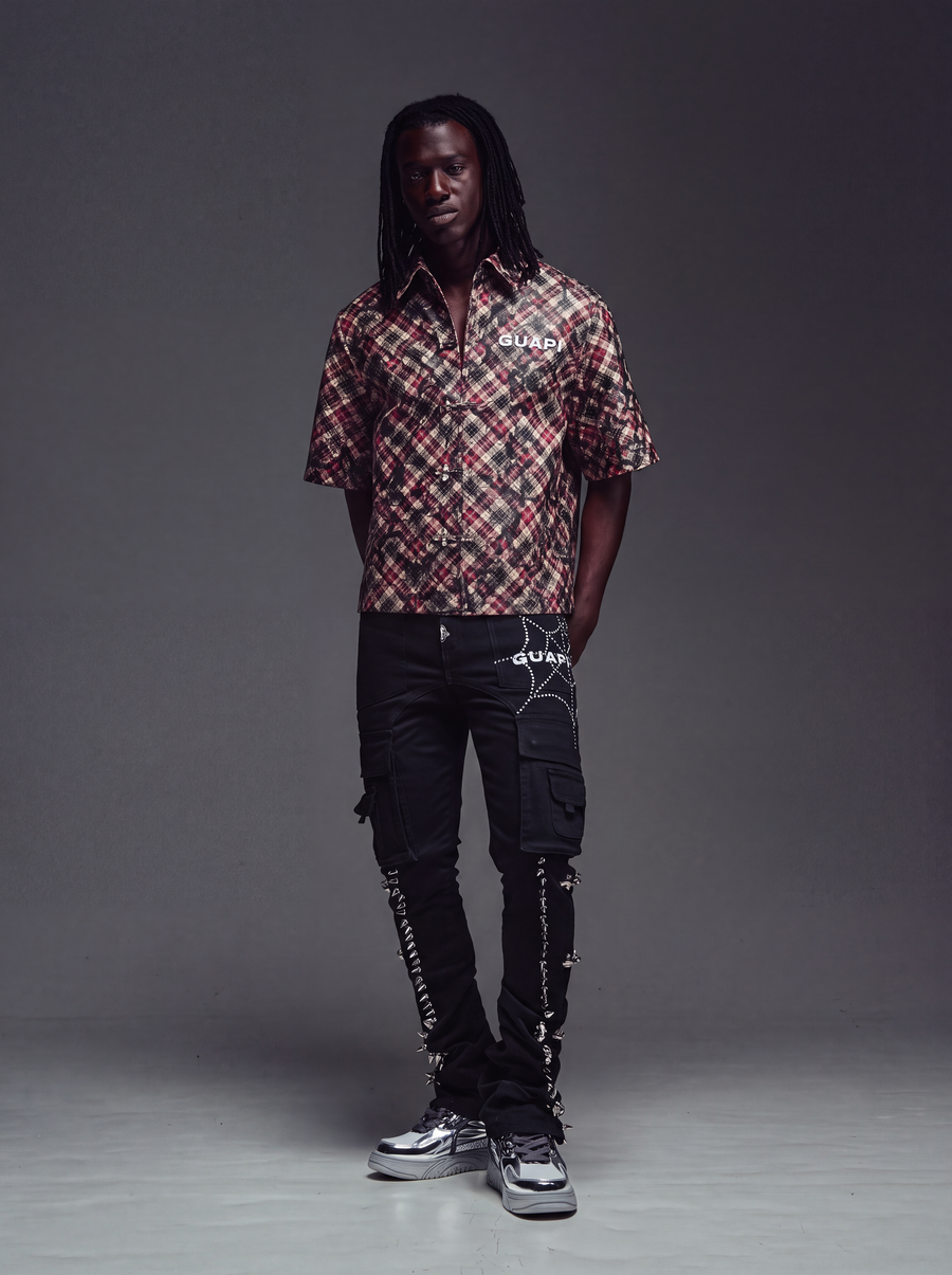 Charcoal Plaid Leather Shirt