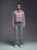 Pink Embellished Cropped Flannel