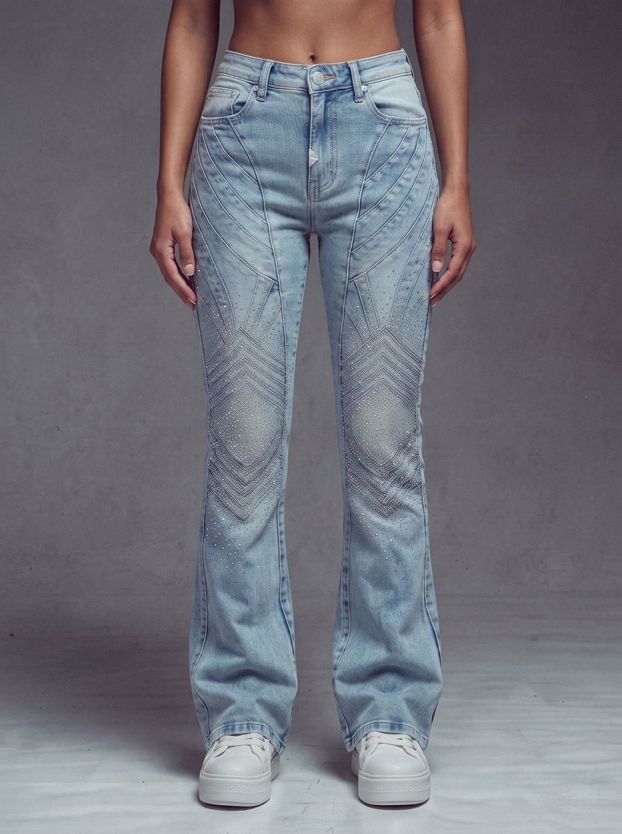Aqua Blue Embellished Knight Denim