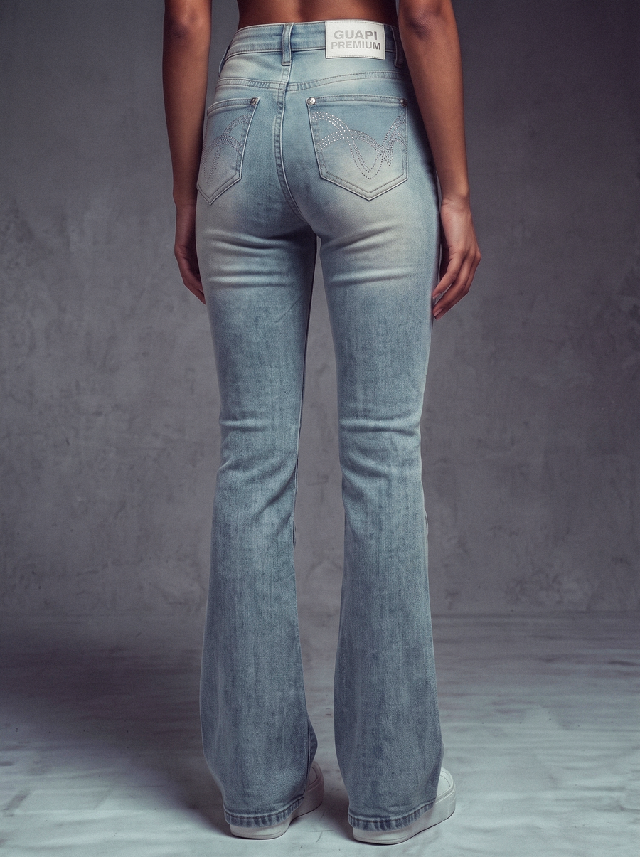 Aqua Blue Embellished Knight Denim