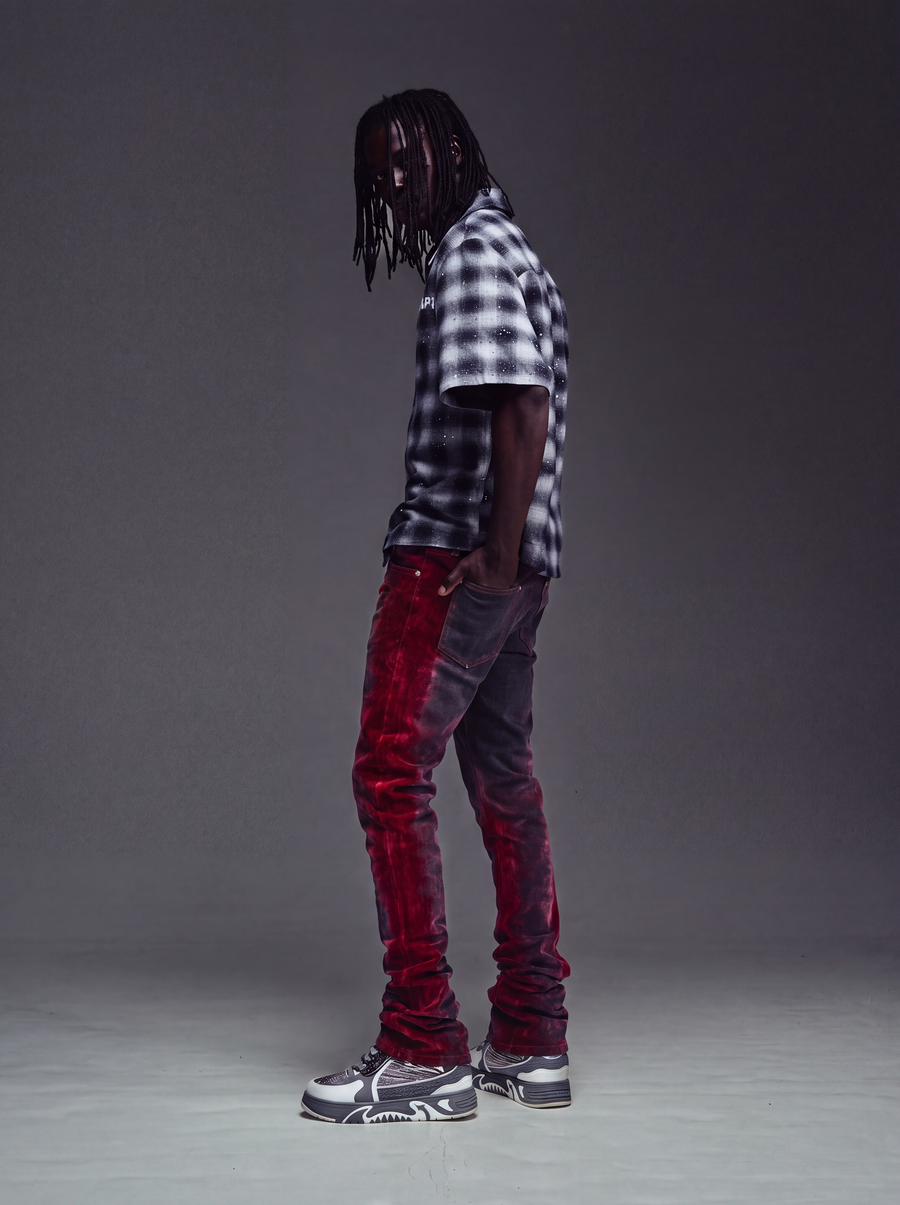 Blood Red Laser Skeleton Denim