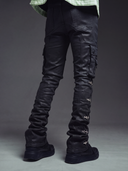 Obsidian Black Waxed Cargo Denim