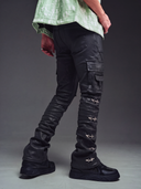 Obsidian Black Waxed Cargo Denim